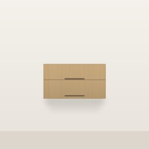 Illustration of the Linden 36" Floating Bathroom Vanity — Solid White Oak, Cabinet Only