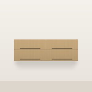 Illustration of the Linden 60" Floating Bathroom Vanity — Solid White Oak, Cabinet Only