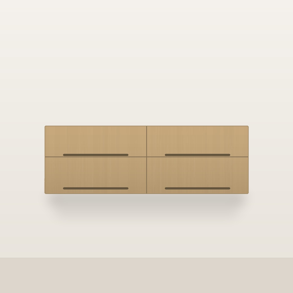 Illustration of the Linden 60" Floating Bathroom Vanity — Solid White Oak, Cabinet Only